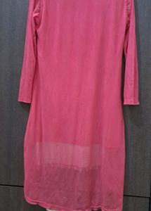 High Low Pink Top with Black N White Stripes