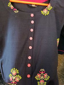 Embroidered Navy Kurti