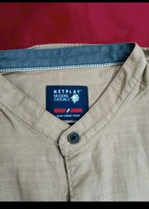 Casual Cotton Beige Shirt