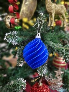 3D printed Blue Swirl Christmas Ornament