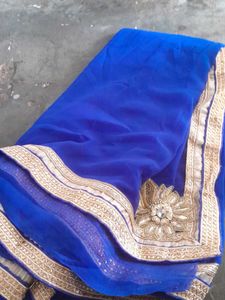 Royal Blue & Gold Embroidered Saree