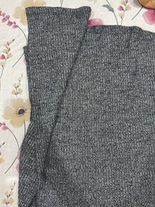 Gray Ribbed Knit Turtleneck