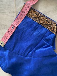 Blue Embroidered Saree With Stitched Blouse