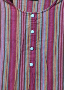 Striped Button-Up Tunic Kurta