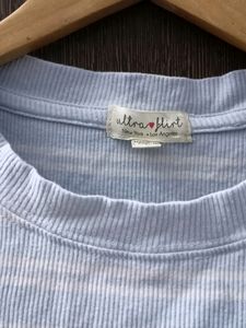 Ribbed Cotton Blue Top