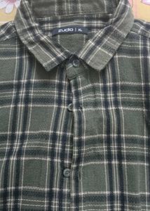Zudio Olive Green Plaid Flannel Shirt - XL