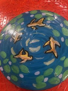Hand-Painted Koi Pond Fridge Magnet
