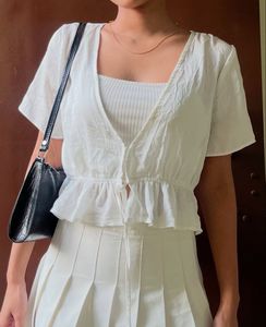 White Tie-Front Top