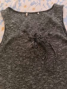 Lace-Up Ribbed Tank Top