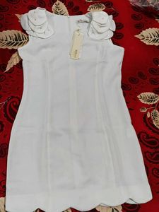 Girls White Polyester Tunic Without Belt