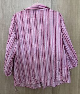 Chic Pink Striped Button-Up Blouse by Mileage