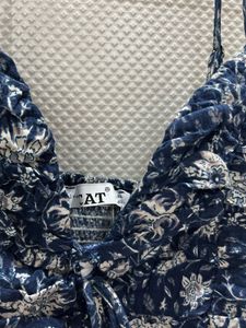 Boho Floral Navy Blue Summer Dress 🌿