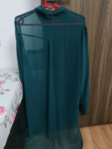 Green Sheer Button-Down Beach Shirt