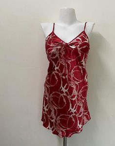 Red Abstract Print Mini Slip Dress