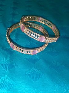 White And Baby Pink Stone Bangles