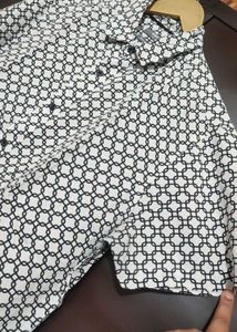 White &amp; Black Printed Shirt For Boy &amp; Men 42 Chest