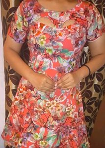 Floral Print Fit &amp; Flare Dress With ( Freebie)