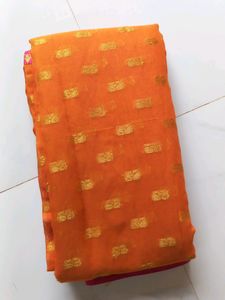 Soft Silk ,Orange And Pink Mix Colur Saree