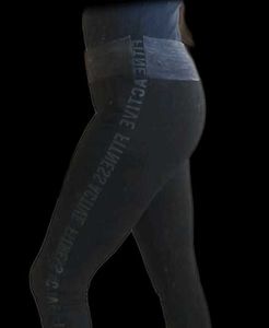 Black Gym Leggings With Grey Trim