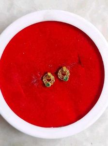 Green Stone Earrings Studs