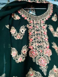 Green Embroidered Kurta Set