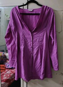 Purple Button-Down mini dress