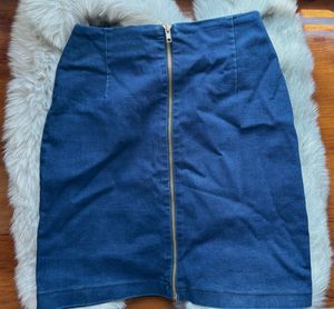 Denim Mini Skirt with Zipper