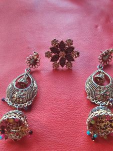 Ethnic Jhumka Earring &amp; Ring Set
