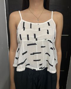 White & Black Crop Top