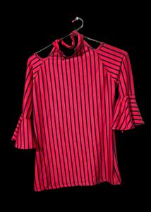 Striped Cold Shoulder Top