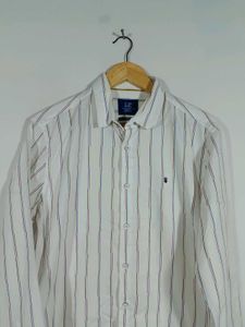 (Louis Philippe)White Stirped Shirt For Men&#39;s
