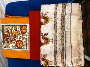 Cotton Dress Material Orange