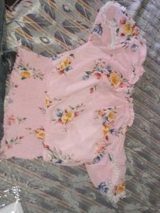 Offshoulder Pink Colour Trendy Top