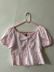 Cute Pink Puff Sleeve Top | New, Unused