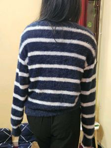 Dark blue and white stripped Cozy Sweater