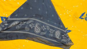 Navy Blue Printed Scarf