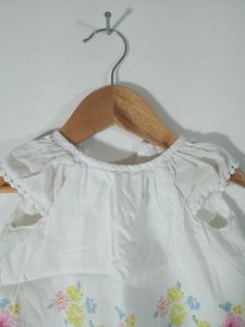 Little Me White Printed Girls Frock (Kids)