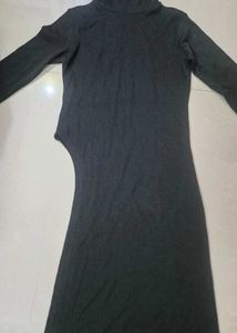 Black High-Neck Bodycon Dress: