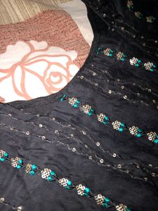 Black Net Kurta With Astal