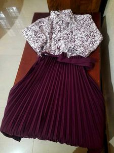 Printed Collar Neck Flare Dress