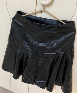 High-Waist Black Leather Skirt