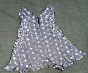 Blue Floral Ruffle Sleeve Top