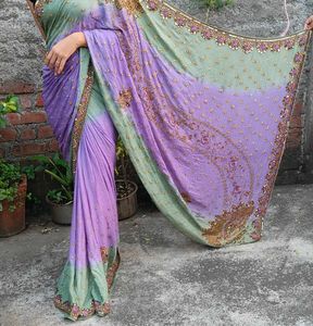 Elegant Purple hend work Saree