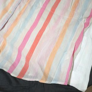 Colorful Stripes Collar Shirt For Women