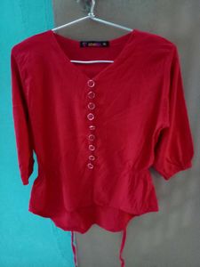 Red Button Down Crop Top