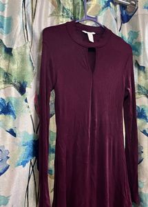 Burgundy Long Sleeve Dress