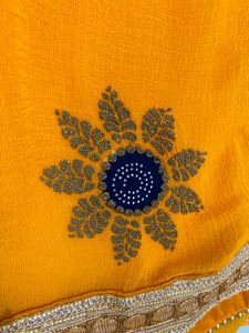 Partywear Yellow Floral Saree
