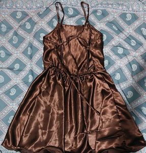 Satin Frock Cofee Brown