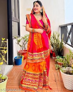 Gorgeous Bandhani Saree With Lace Border