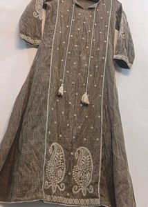 Brown Embroidered Kurti
